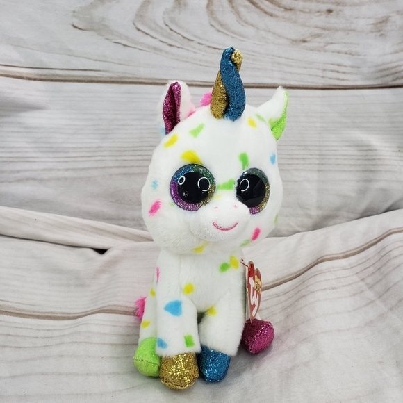 TY Beanie Boos Harmonie Rainbow Confetti Unicorn 6.5 Inch Plush Stuffed Toy 2016 - Picture 8 of 8